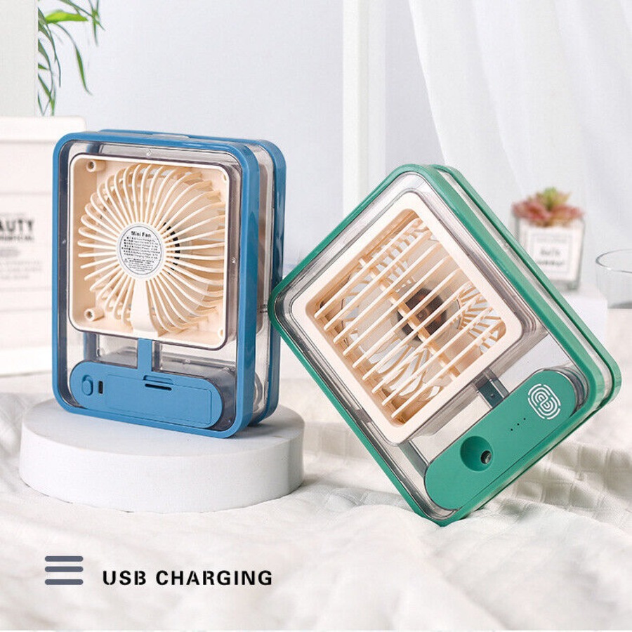 Portable Personal Air Conditioner Fan Mini Air Cooler Desk Fan USB Green