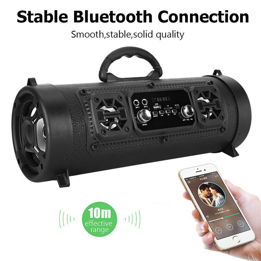 Portable Wireless Bluetooth Speakers Stereo Bass Subwoofer USB/TF/ Radio Black