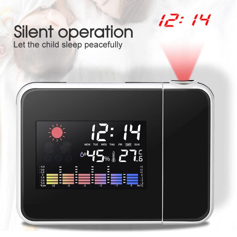 Smart Digital LED Projection Alarm Clock Temperature Time Projector LCD Display