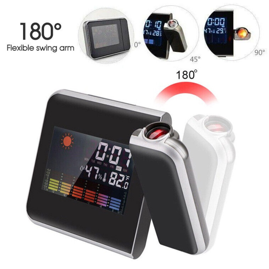 Smart Digital LED Projection Alarm Clock Temperature Time Projector LCD Display