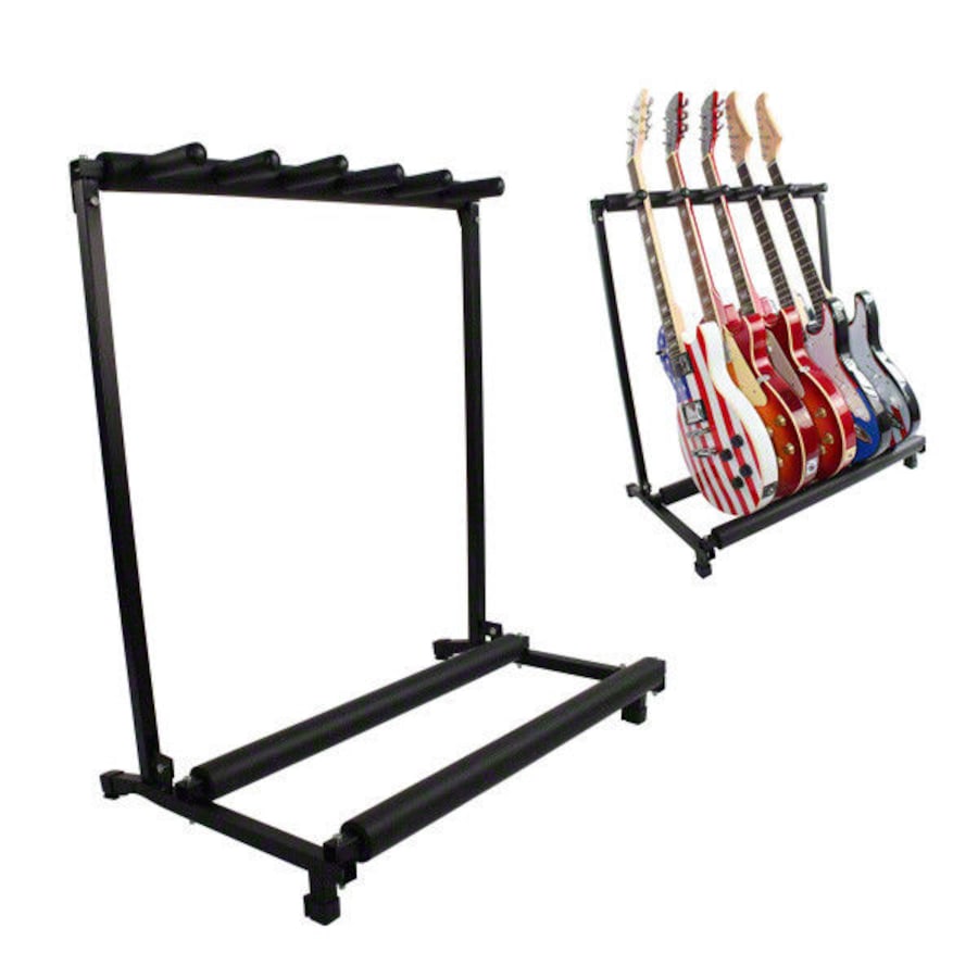 Stylish Guitar Stand Tidy Storage Rack Fits 5 Guitars Metal Padded Foam