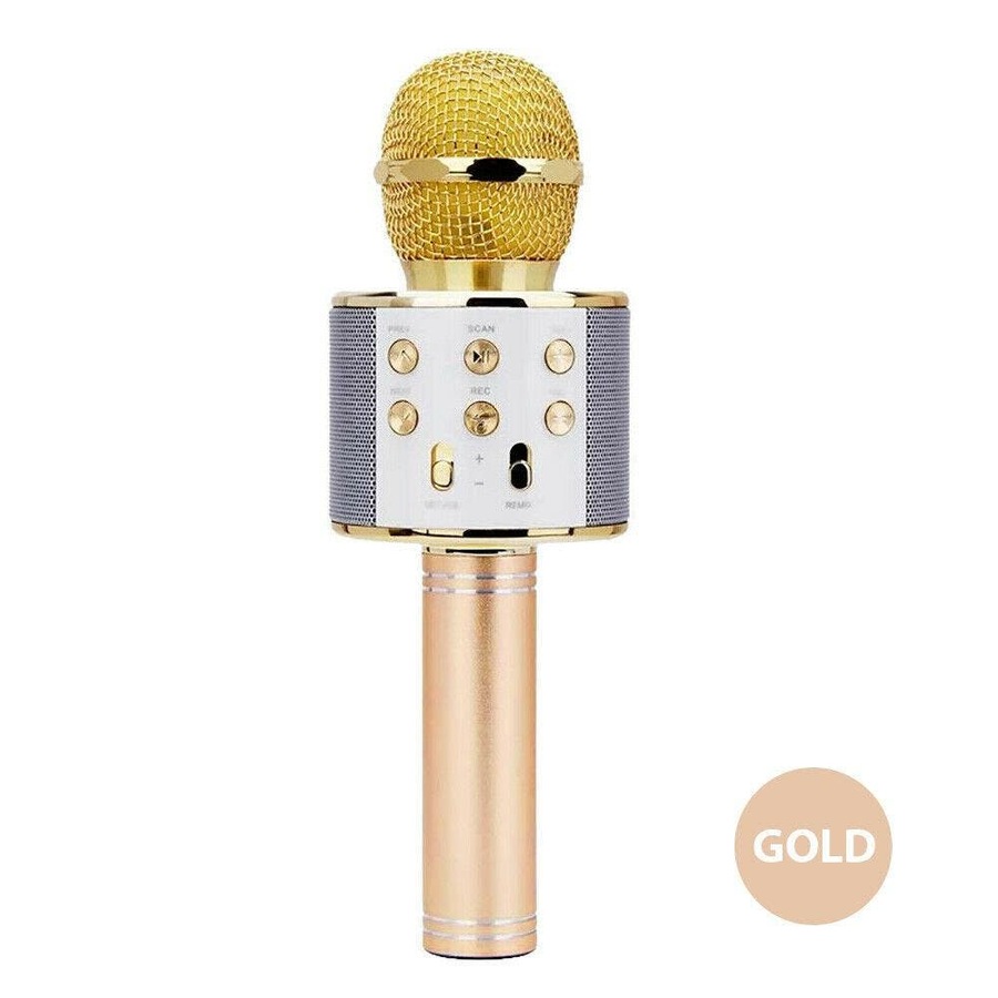 Wireless Microphone Speaker Bluetooth KTV Karaoke gold