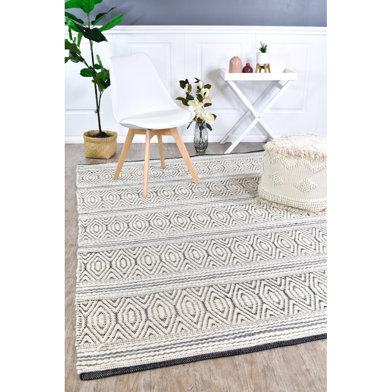 Buy Atlantic Wool Cream Black Rug MyDeal