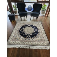 Hakamanesh Aria Persian Black Cream Rug