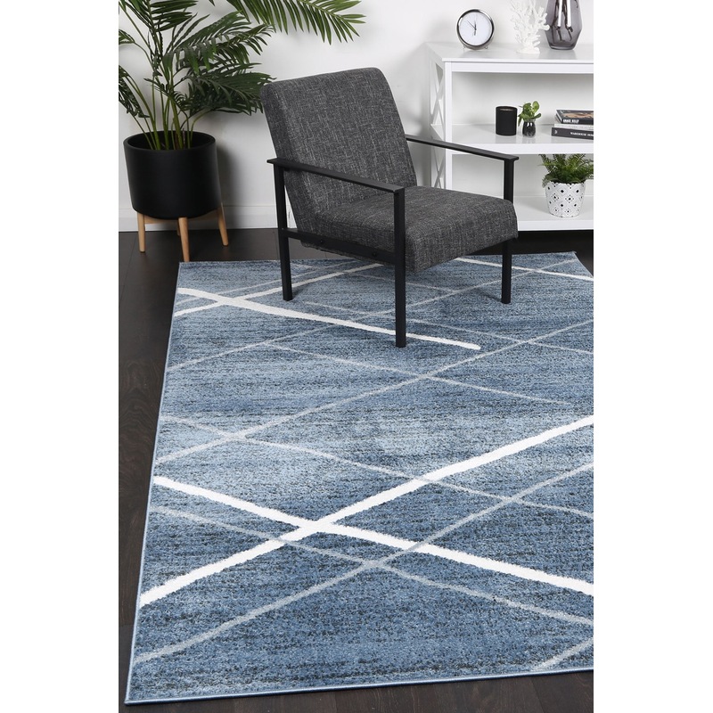 Buy Paisley Abstract Stripe Blue Rug MyDeal
