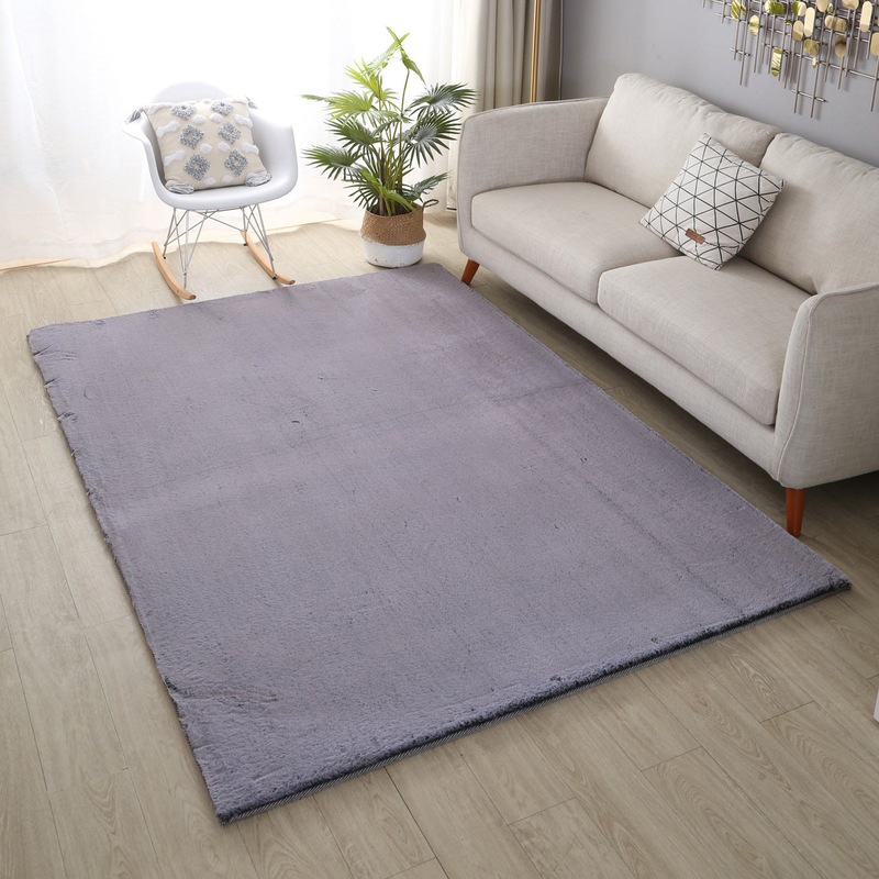 Buy Plush Faux Fur Grey Rug - MyDeal