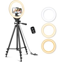 10 Inch Ring Light with Extendable Tripod Stand and Phone Holder for Live Streaming and Makeup