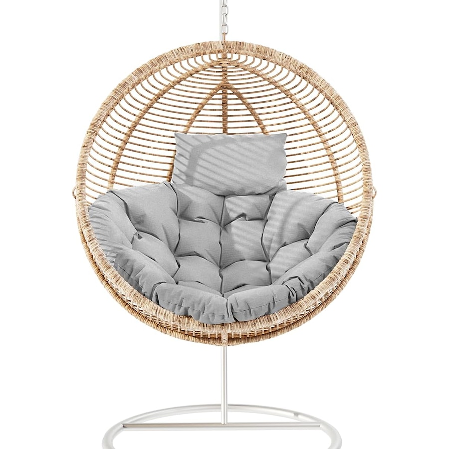 110x110CM Hanging Egg Chair Cushion Replacement for Outdoor Swing Chairs - Washable Beige/Grey Patio Furniture Cushion