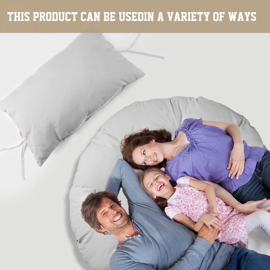 110x110CM Hanging Egg Chair Cushion Replacement for Outdoor Swing Chairs - Washable Beige/Grey Patio Furniture Cushion