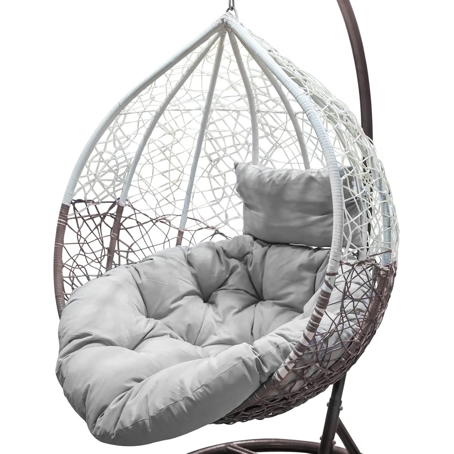 110x110CM Hanging Egg Chair Cushion Replacement for Outdoor Swing Chairs - Washable Beige/Grey Patio Furniture Cushion