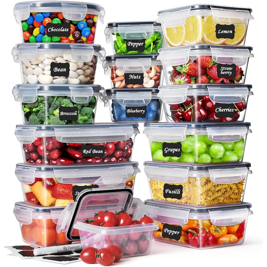 16 Pack Airtight Food Storage Container Set for Kitchen Organization
