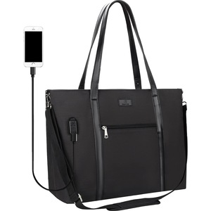 17.3 Inch Laptop Tote Bag for Women - Waterproof Nylon Work Bag with USB Port