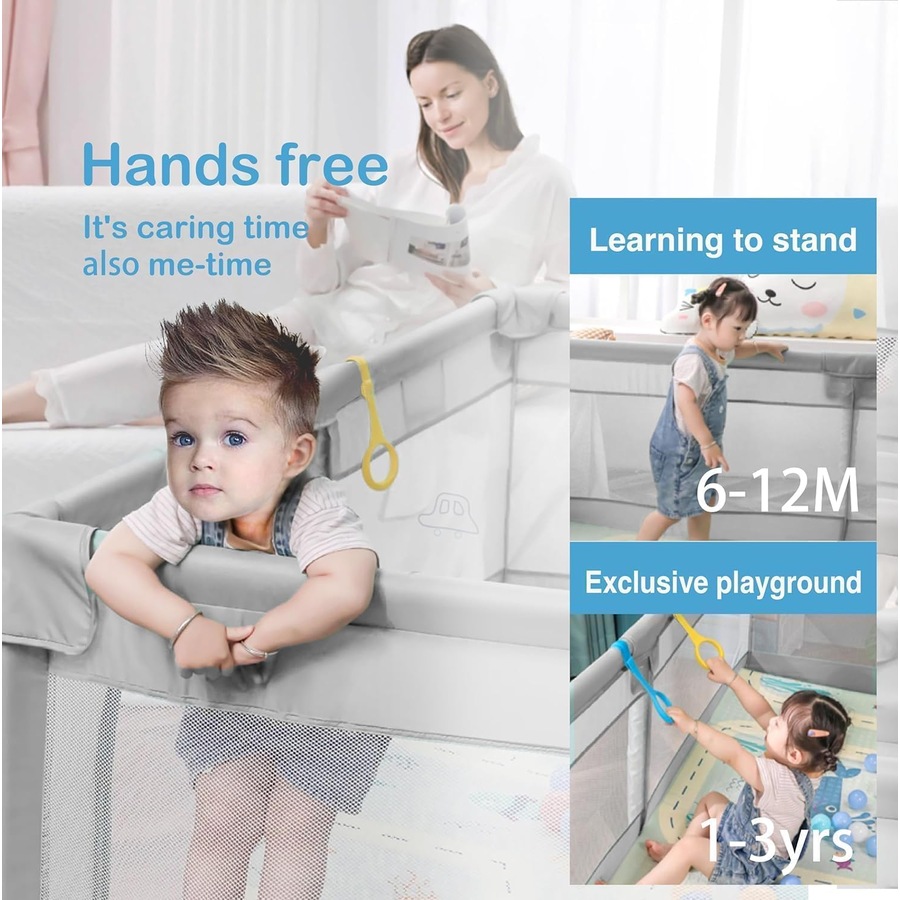 180x200cm Baby Playpen with Mat - Non-Slip, Portable Play Area