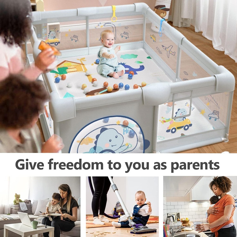 180x200cm Baby Playpen with Mat - Non-Slip, Portable Play Area