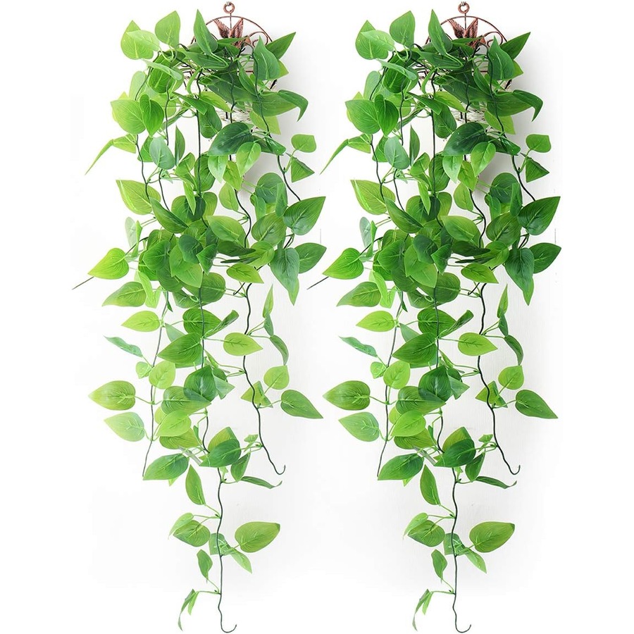 2-Pack Artificial Hanging Plants Indoor with Baskets - 3.28ft Fake Ivy Vines in Pots for Home Decor