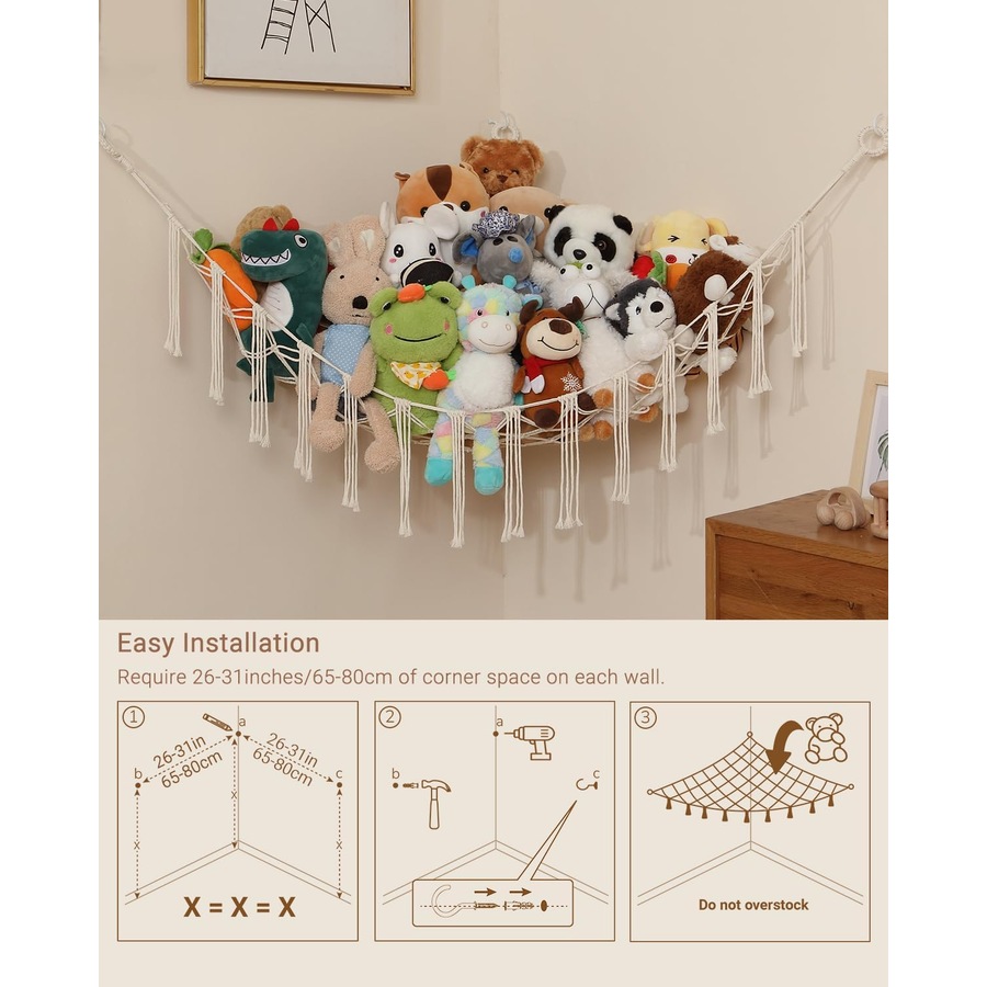 2 Pack Boho Toy Hammock for Stuffed Animals and Nursery Organization