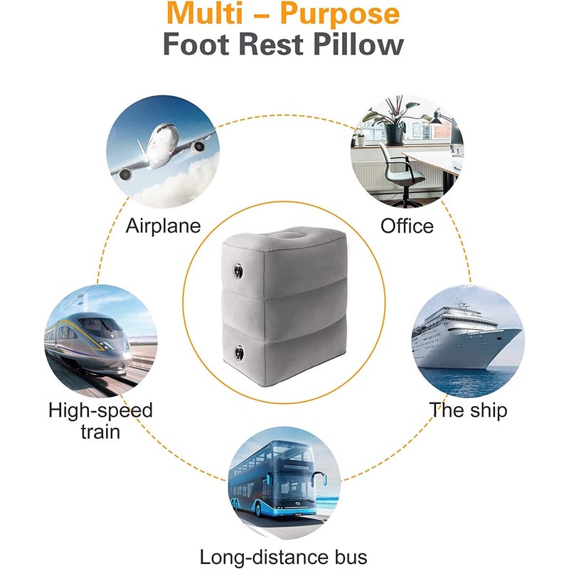 Inflatable Travel Foot Rest Pillow, Multi-function Adjustable Heights Travel  Pillow, Portable 3 Layers Travel Pillow Foot Rest, For Kids Sleeping And