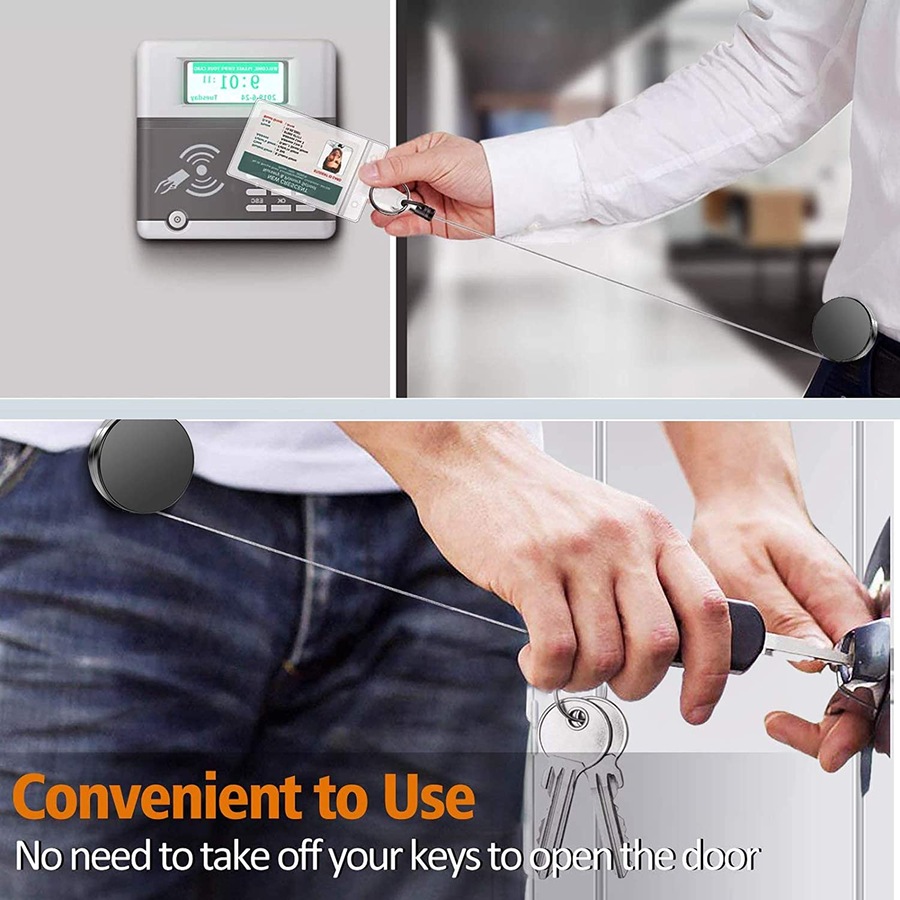 2 Pack Metal Heavy Duty Retractable Badge Holders Reel Carabiner Keychain ID Card Holders