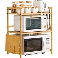 2-Tier Bamboo Microwave Stand for Kitchen Storage