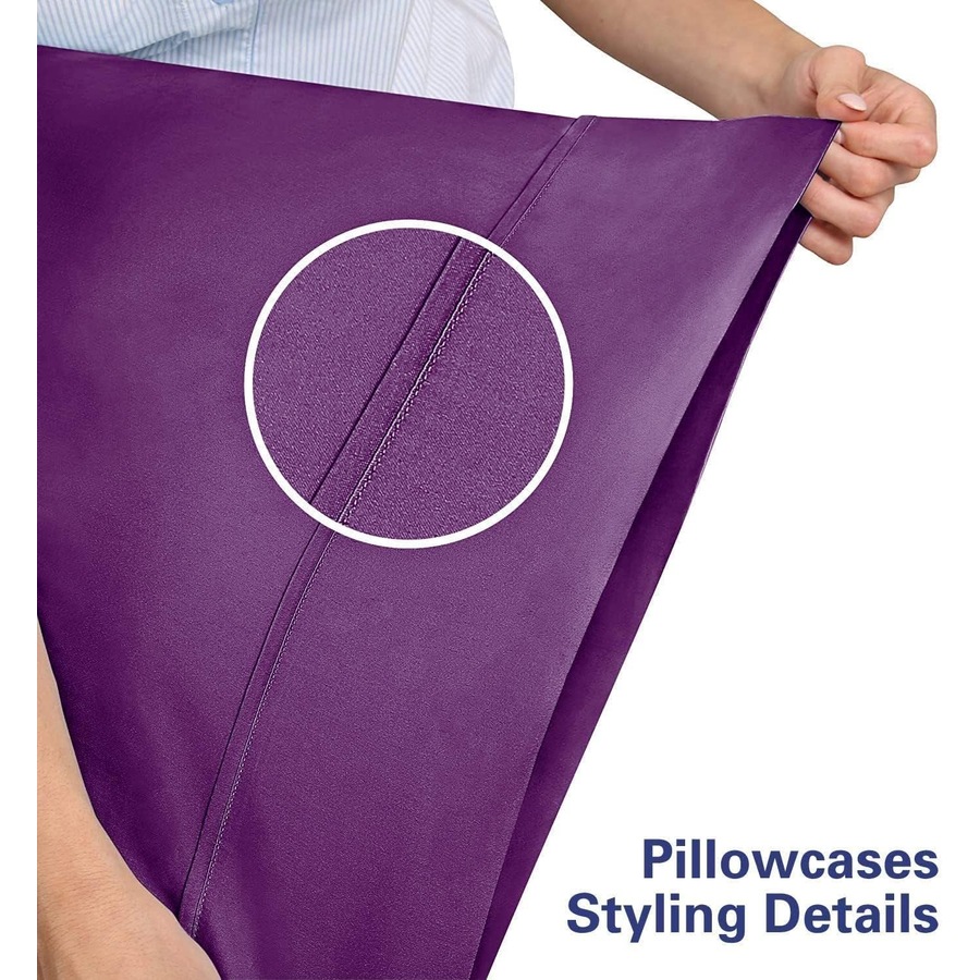 2000TC Ultra-Soft AU Size 4 Pieces Flat Fitted Bed Sheet Set, Super King Size Purple, Luxury Bedding, Breathable Deep Pocket, Wrinkle and Fade Resistant