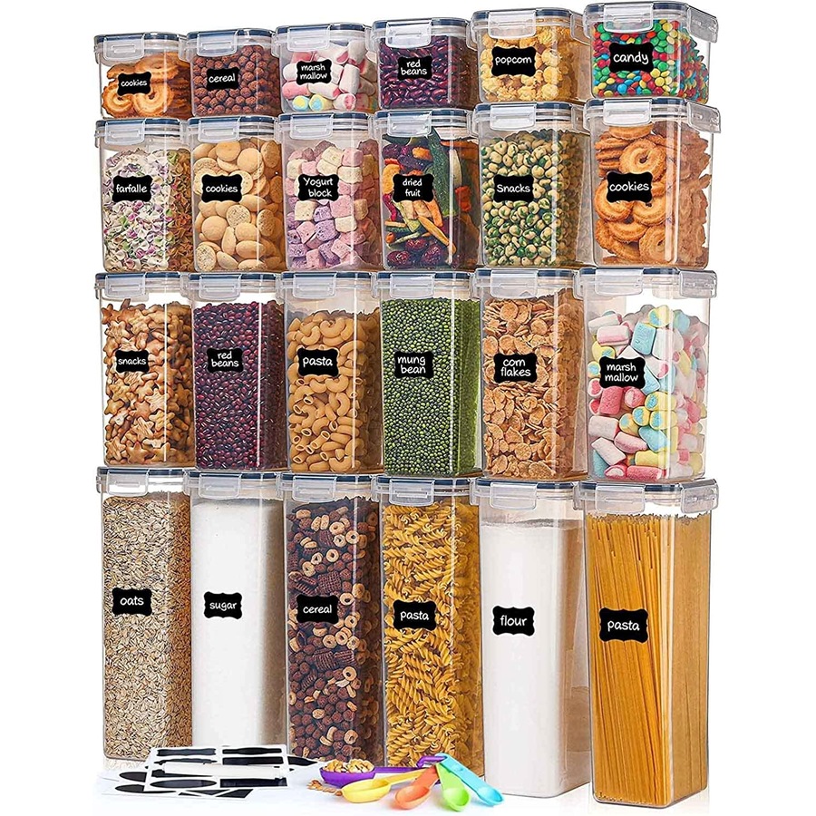 24 Pack Airtight Pantry Storage Containers Set for Kitchen Food Pantry Organization