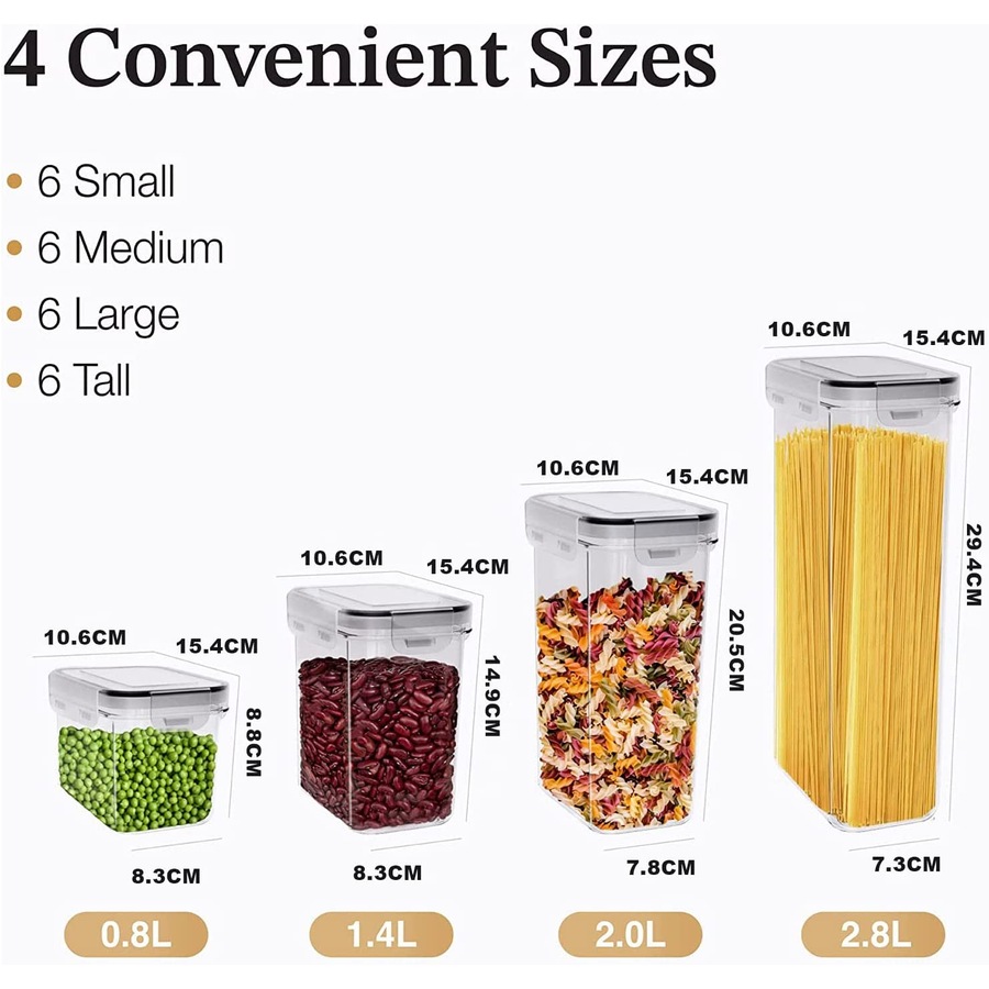 24 Pack Airtight Pantry Storage Containers Set for Kitchen Food Pantry Organization