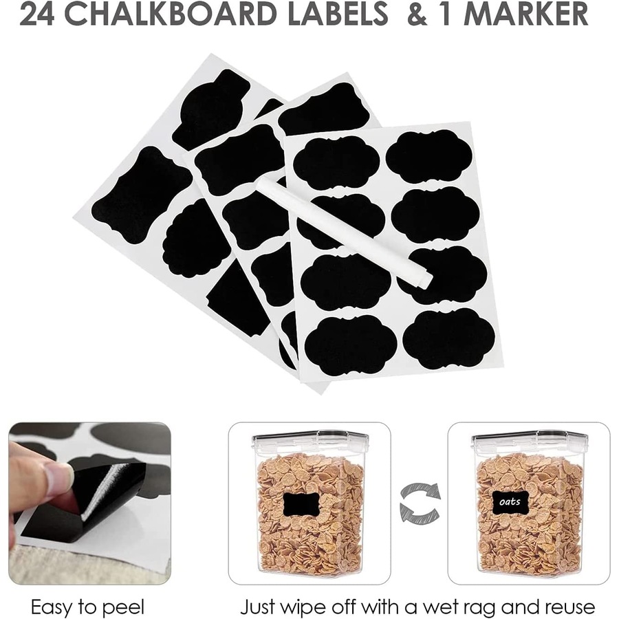 24 Pack Airtight Pantry Storage Containers Set for Kitchen Food Pantry Organization