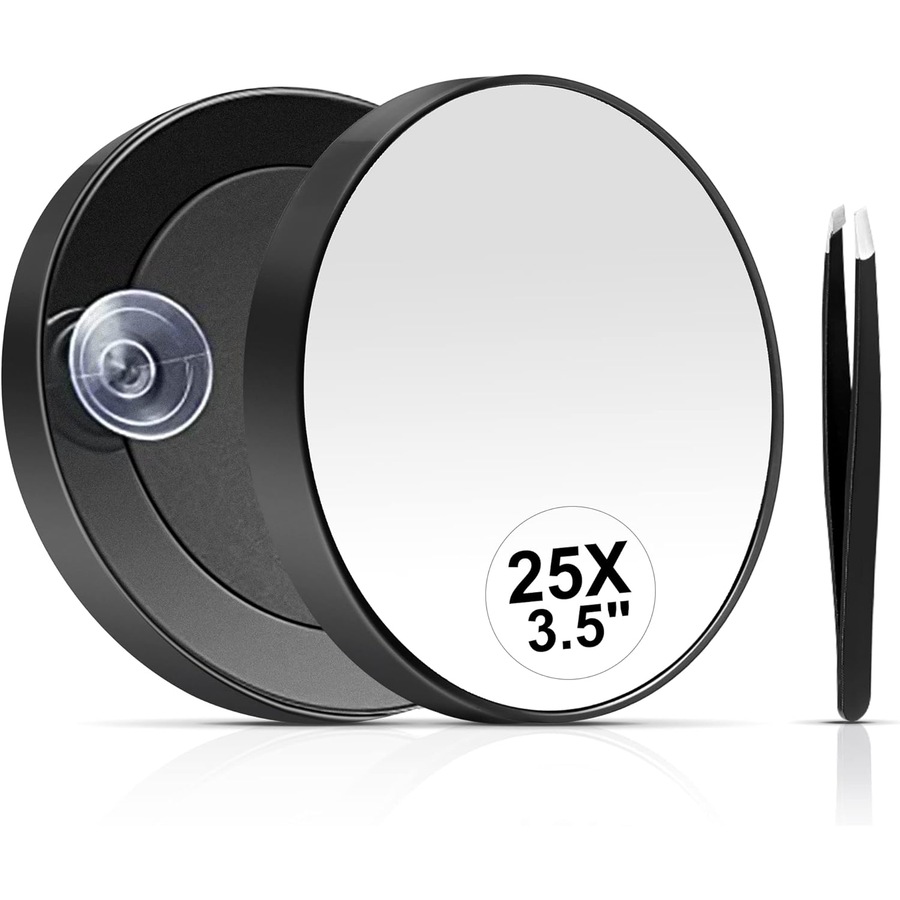 25x Small Magnifying Mirror Set for Blackhead Removal with Suction Cup and Tweezers