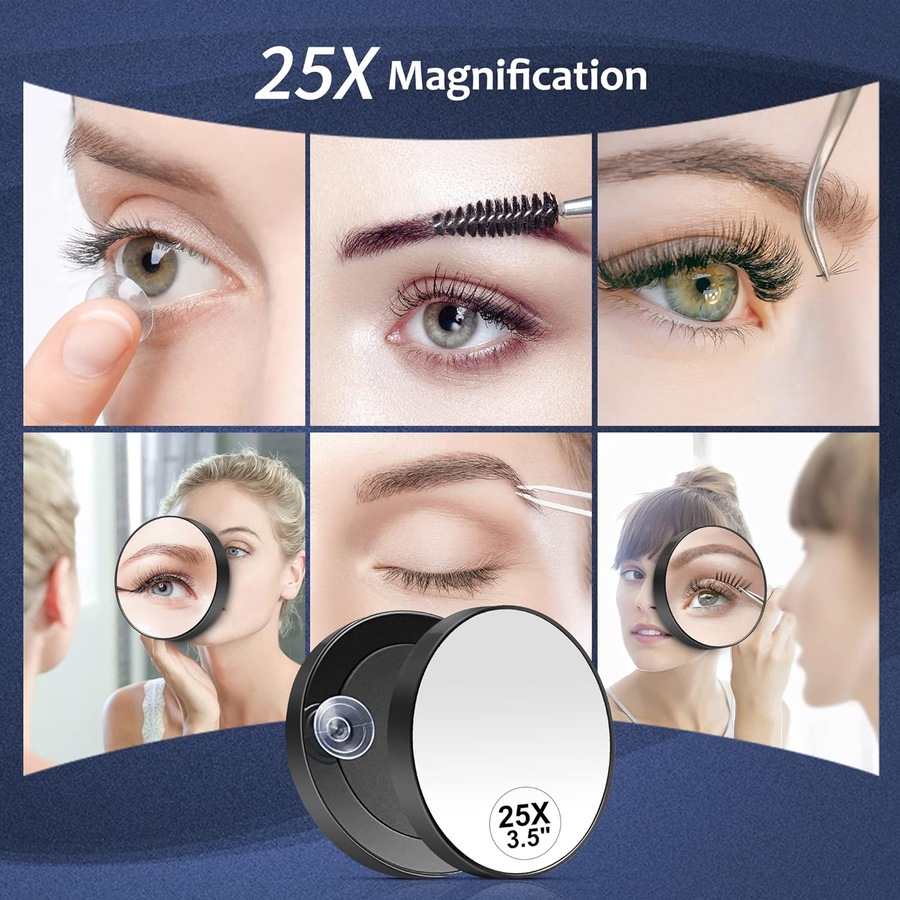 25x Small Magnifying Mirror Set for Blackhead Removal with Suction Cup and Tweezers