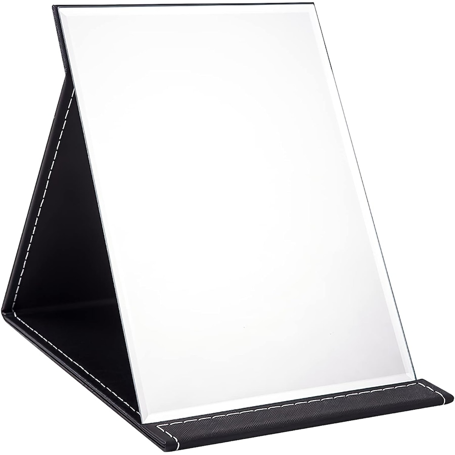 25x18 cm Foldable Makeup Mirror - Super HD Portable Adjustable Black Vanity Mirror with Stand for Travel