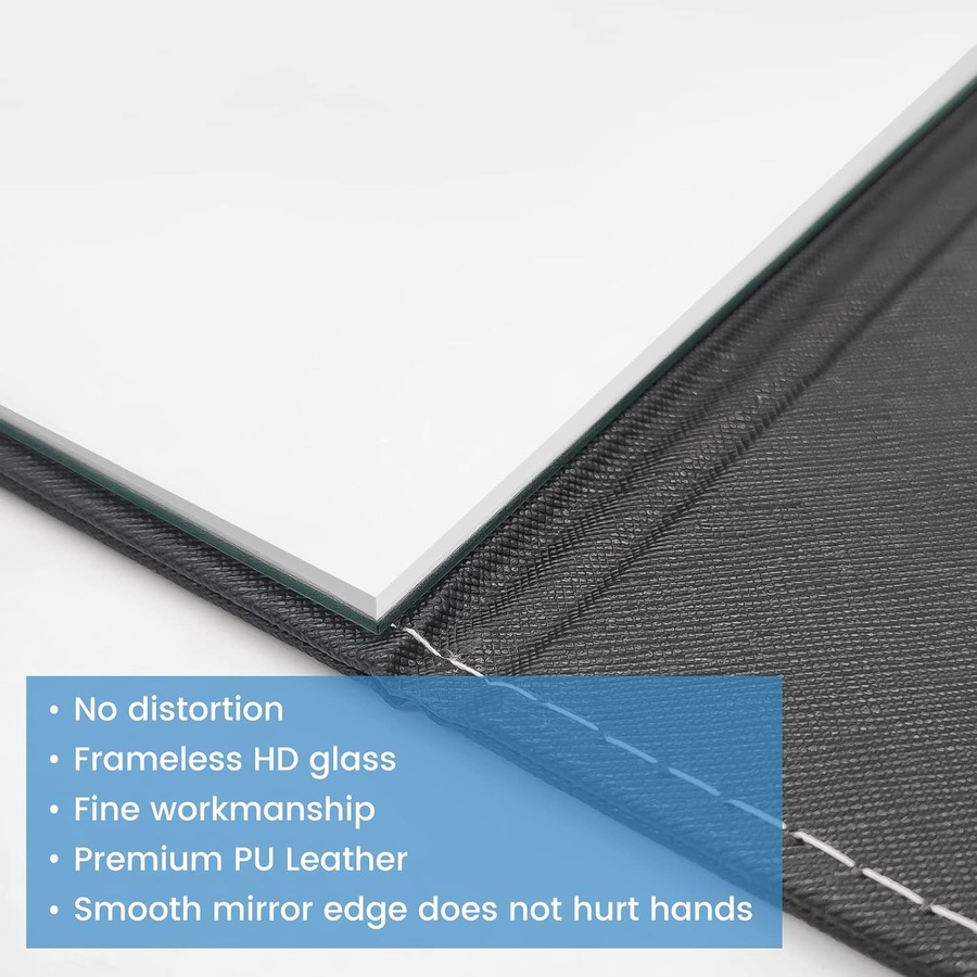 25x18 cm Foldable Makeup Mirror - Super HD Portable Adjustable Black Vanity Mirror with Stand for Travel