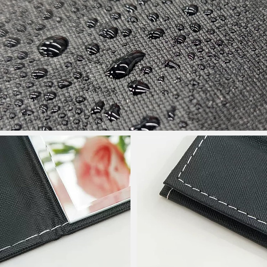 25x18 cm Foldable Makeup Mirror - Super HD Portable Adjustable Black Vanity Mirror with Stand for Travel