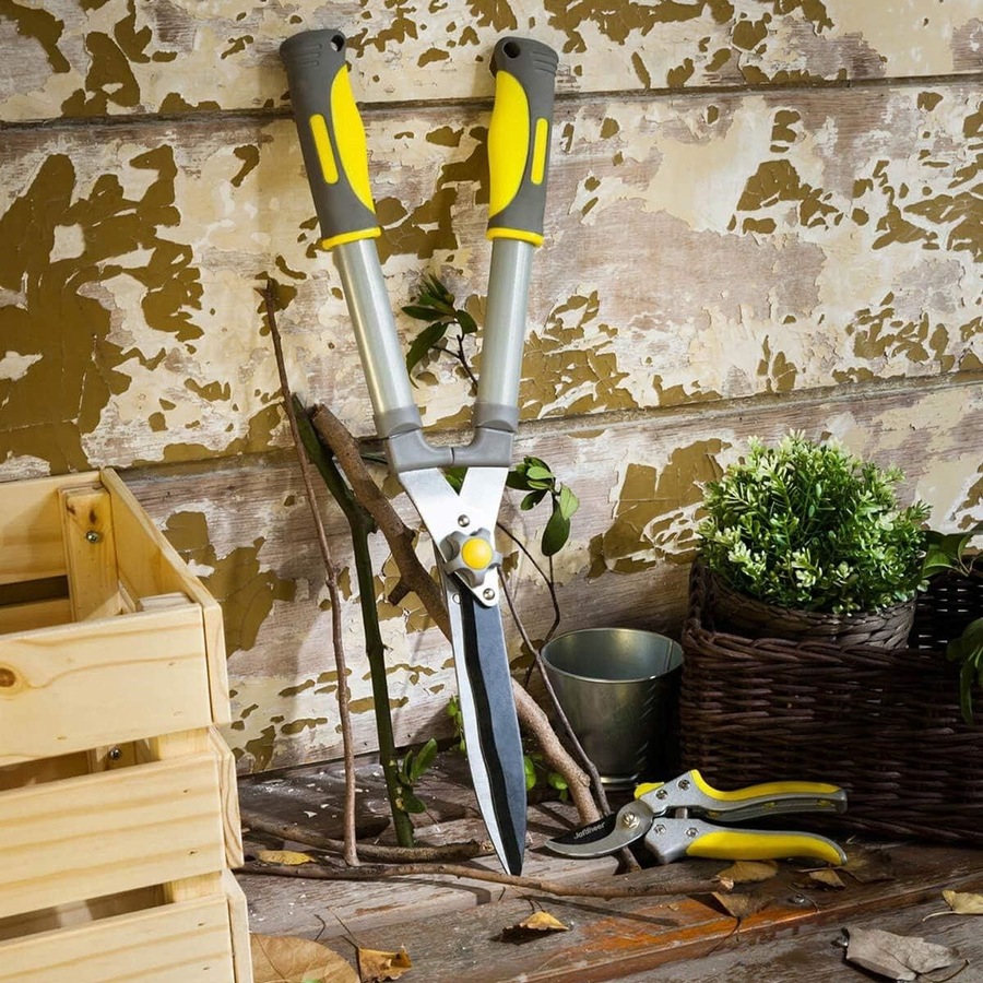 2Pcs Garden Shears - 23.6'' Heavy Duty Hedge Shears & 8.3'' Hand Pruner, Sharp Blades