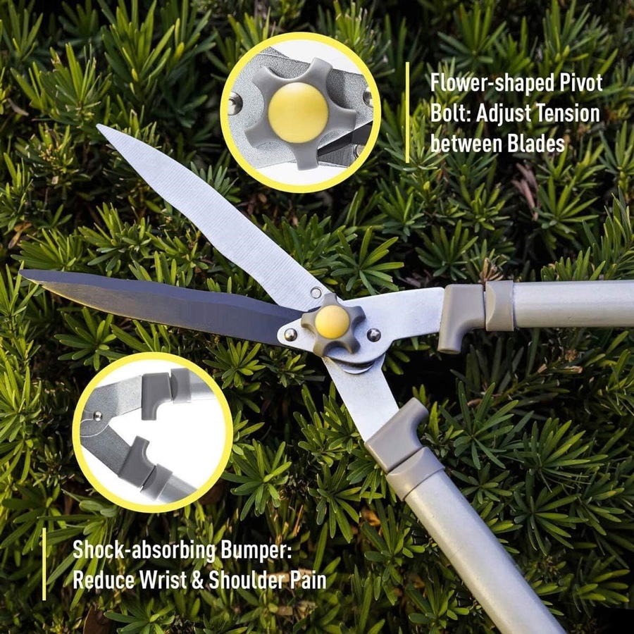 2Pcs Garden Shears - 23.6'' Heavy Duty Hedge Shears & 8.3'' Hand Pruner, Sharp Blades