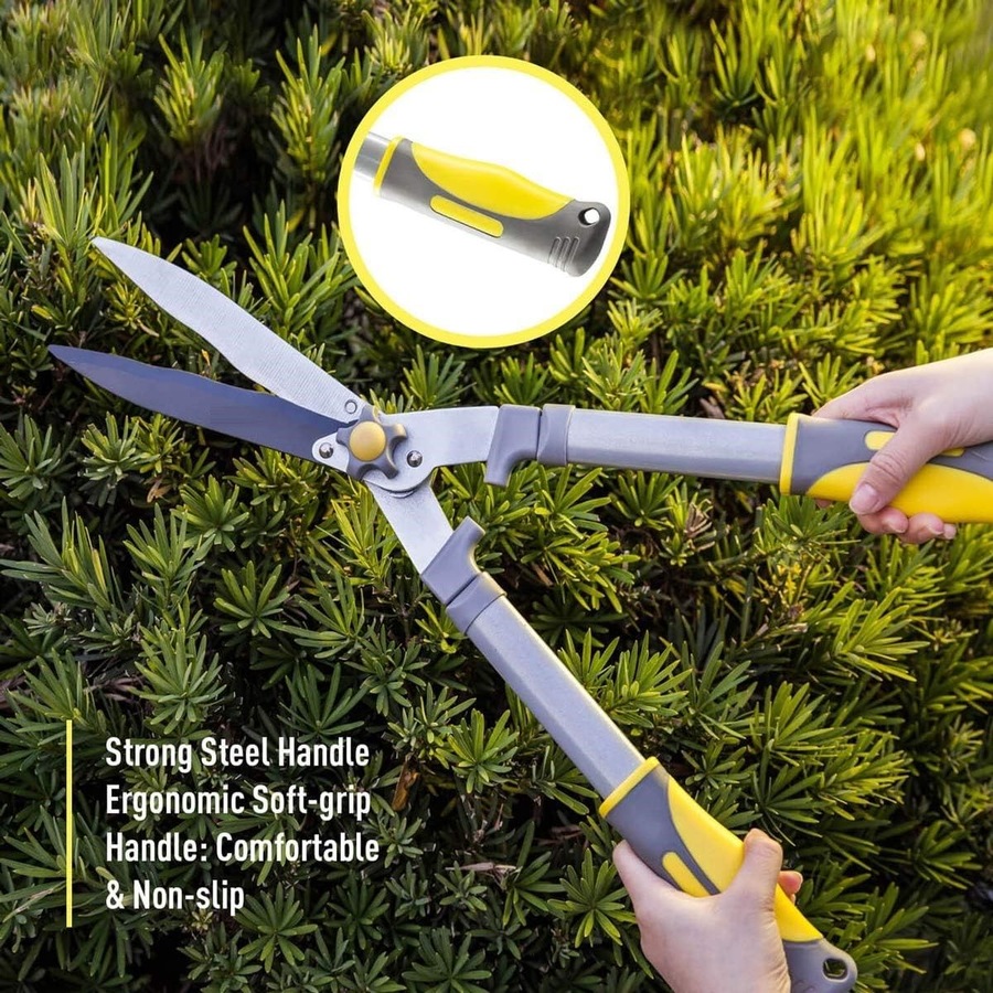 2Pcs Garden Shears - 23.6'' Heavy Duty Hedge Shears & 8.3'' Hand Pruner, Sharp Blades
