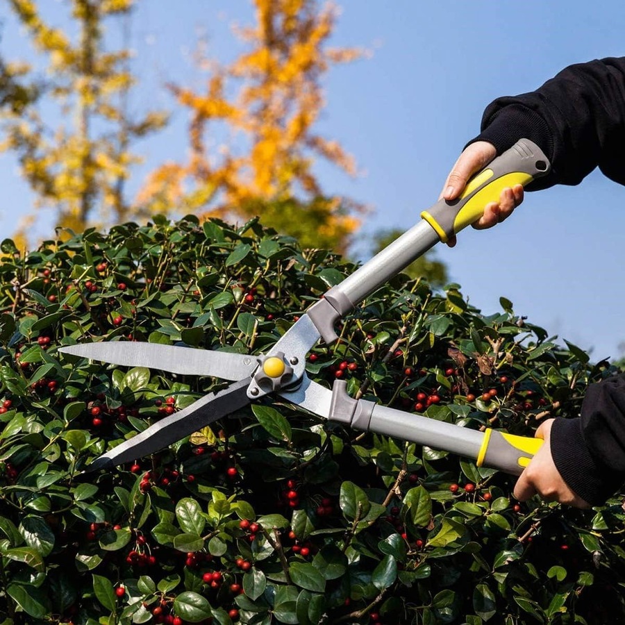 2Pcs Garden Shears - 23.6'' Heavy Duty Hedge Shears & 8.3'' Hand Pruner, Sharp Blades