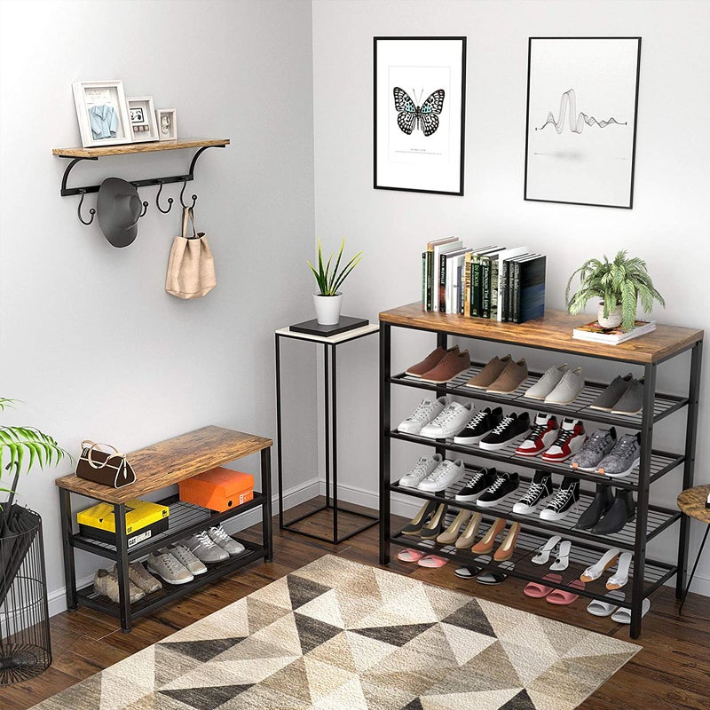 Industrial Shoe Bench, 3-tier Shoe Rack, Storage Organizer With Seat for  Entryway, Living Room, Hallway 