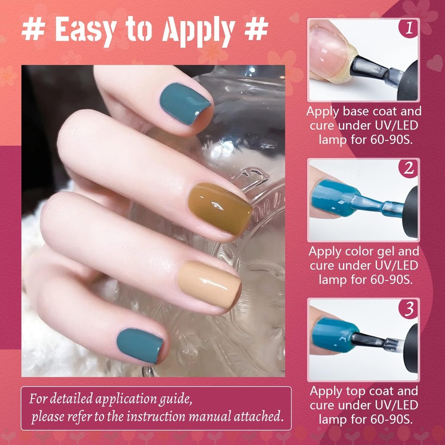 36-Piece Gel Nail Polish Kit with UV Light in Classic Black, White, Nude, and Blue/Purple Shades