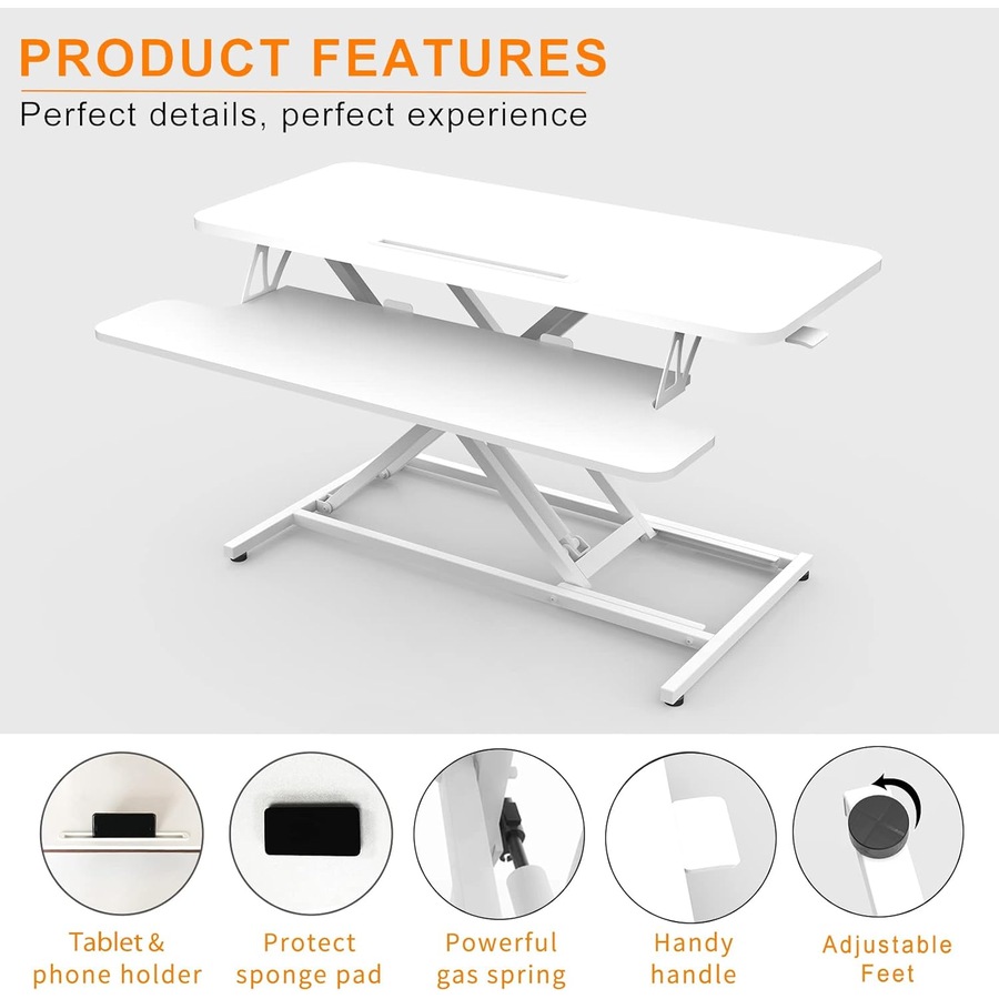 36 Standing Desk Converter for Home Office - White