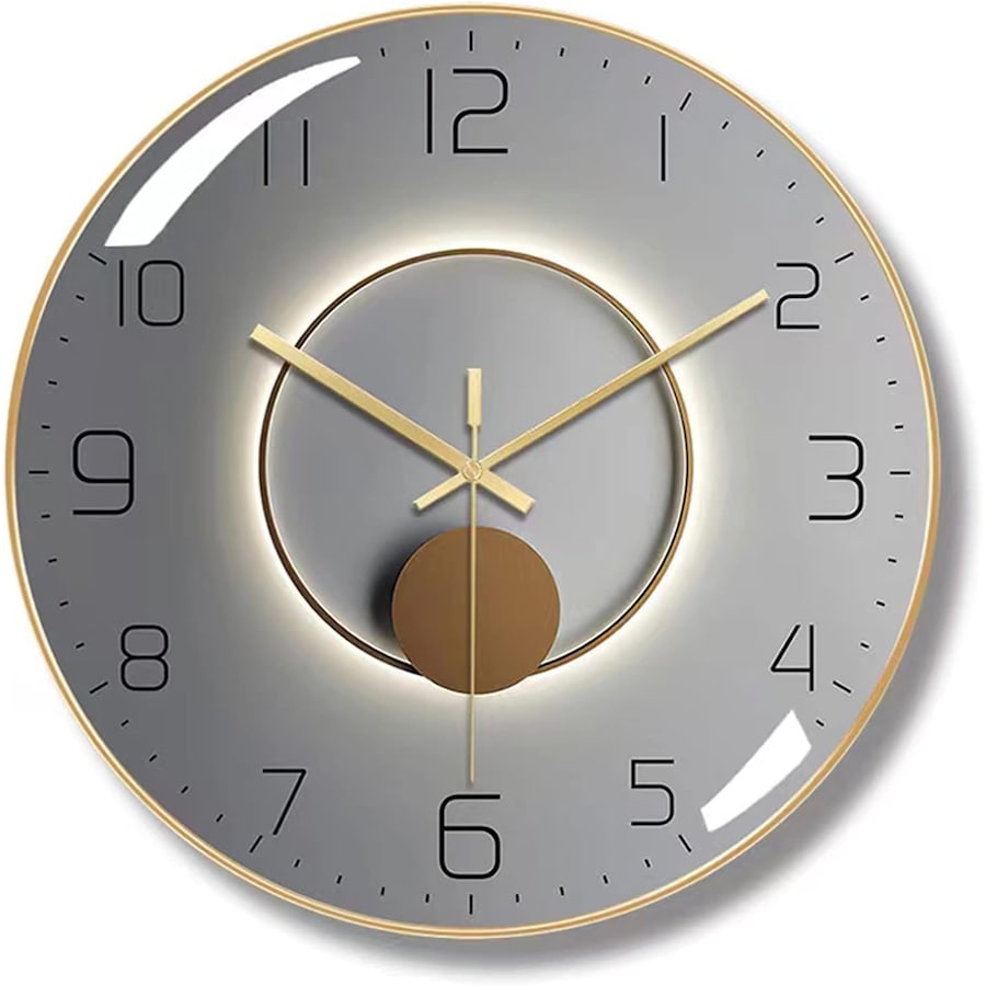 3D Curved Glass Wall Clock, Silent Battery Operated