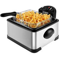 4.3L Deep Fryer with Basket Strainer, XL Size, Temp & Timer, Stainless Steel