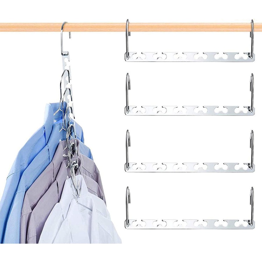 4 Pack Space Saving Hanger Magic Metal Cloth Closet Wardrobe Clothing Organizer
