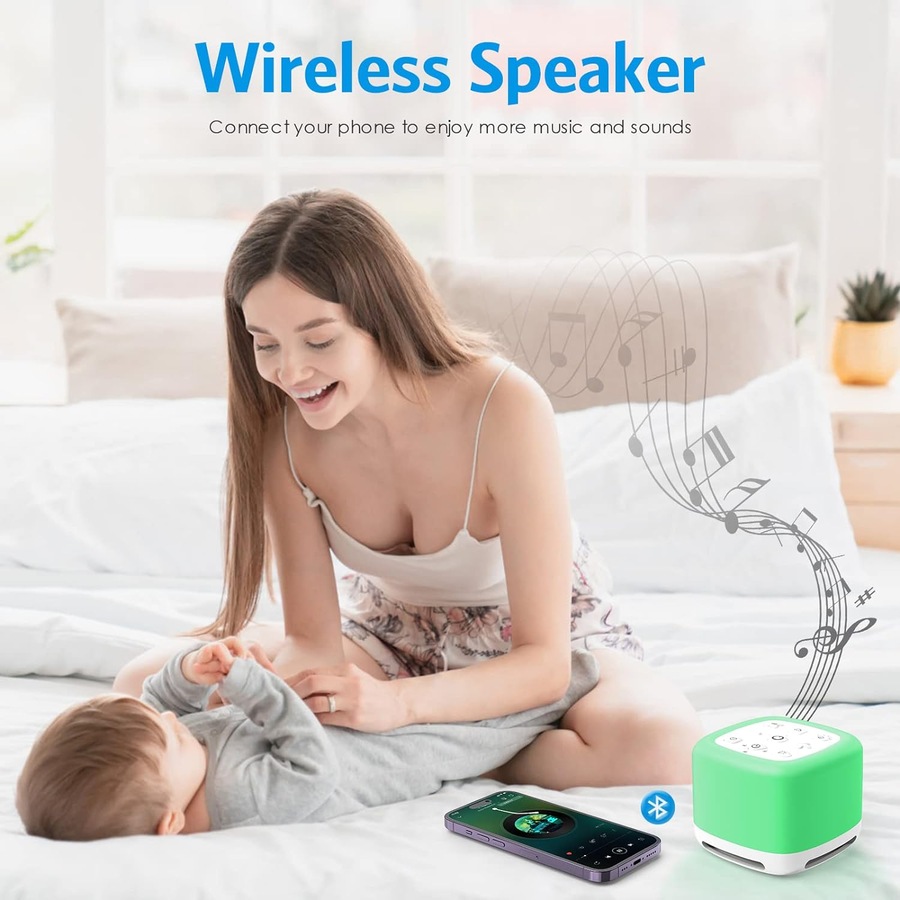 40 Soothing Sounds Sleep White Noise Machine with Night Light - Adjustable Brightness, Memory Function