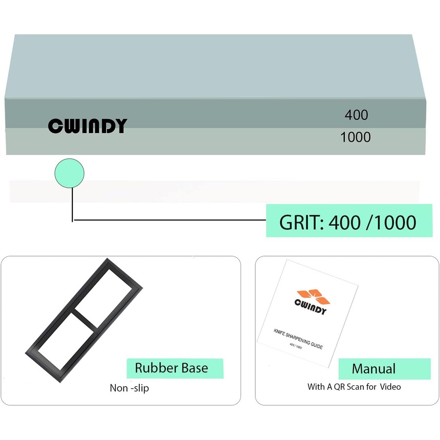 400 1000 grit knife sharpening stone with ebook - for kitchen, tactical, scissors, razors, swords