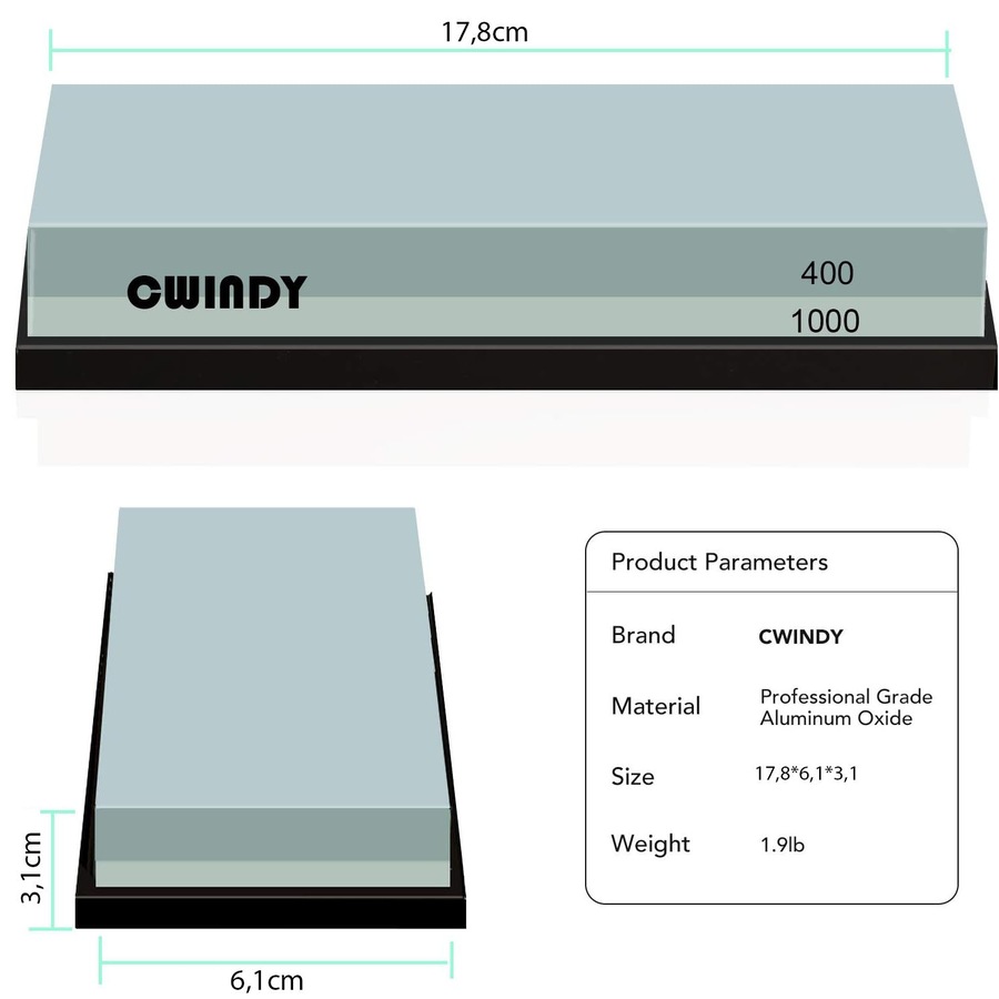 400 1000 grit knife sharpening stone with ebook - for kitchen, tactical, scissors, razors, swords