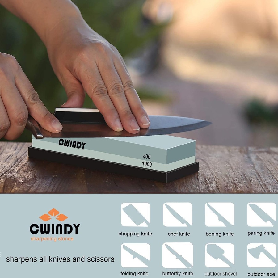 400 1000 grit knife sharpening stone with ebook - for kitchen, tactical, scissors, razors, swords