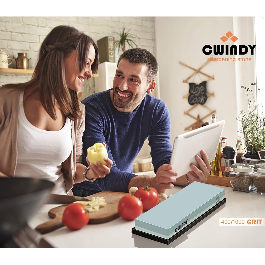 400 1000 grit knife sharpening stone with ebook - for kitchen, tactical, scissors, razors, swords