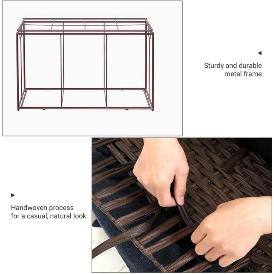 42.3 Gallon Woven Storage Basket with Lid and Handles for Bedroom and Laundry Room - Brown