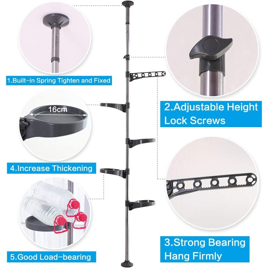 5-Layer Tension Pole Plant Stand Indoor Metal Flower Display Rack Space Saver