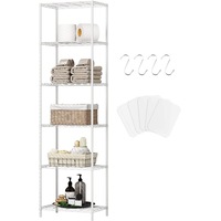 6-Tier Metal Storage Shelving Unit for Laundry, Bathroom, Kitchen - White